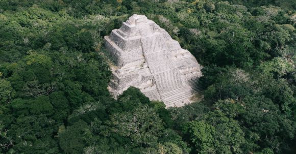 Archaeological Site - Birds Eye View of Estructura 1 Calakmul